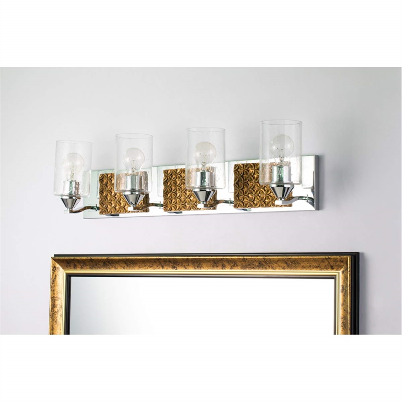Bowery Hill 4-light Metal Bath Vanity Light in Polished Chrome/Gold