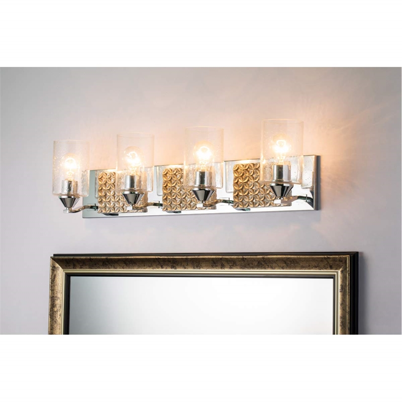 Bowery Hill 4-light Metal Bath Vanity Light in Polished Chrome/Silver