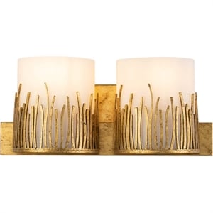 Bowery Hill Transitional 2-light Metal Bath Vanity Light in Gold Leaf