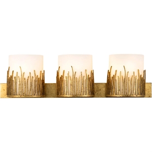 Bowery Hill Transitional 3-light Metal Bath Vanity Light in Gold Leaf