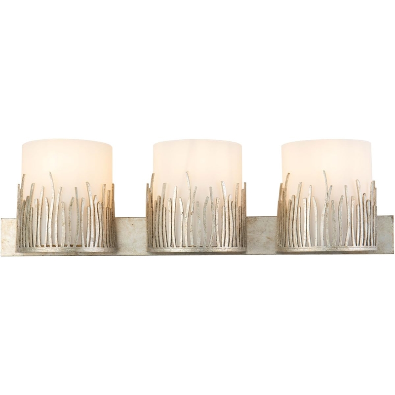 Bowery Hill Transitional 3-light Metal Bath Vanity Light in Silver Leaf