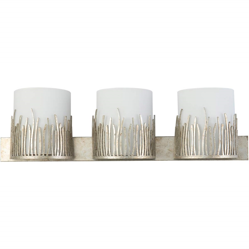 Bowery Hill Transitional 3-light Metal Bath Vanity Light in Silver Leaf
