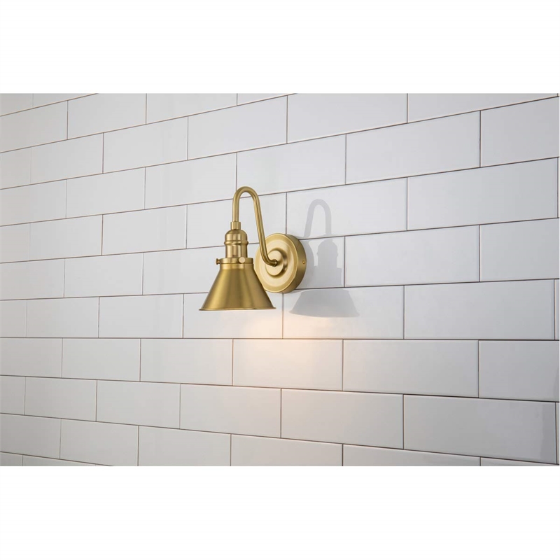 Bowery Hill Transitional 1-light Metal Bath Vanity Light in Aged Brass