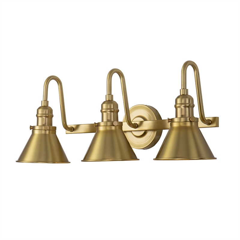 Bowery Hill Transitional 3-light Metal Bath Vanity Light in Aged Brass