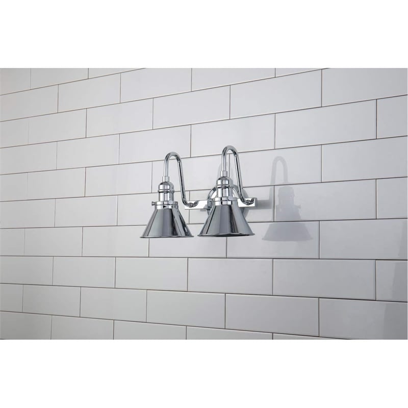 Bowery Hill 2-light Metal Bath Vanity Light in Polished Chrome
