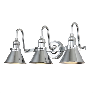 Bowery Hill 3-light Metal Bath Vanity Light in Polished Chrome