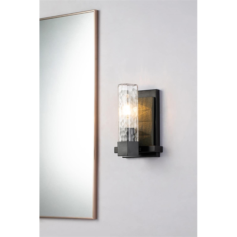 Bowery Hill 1-light Transitional Metal Bath Vanity Light in Black/Gray