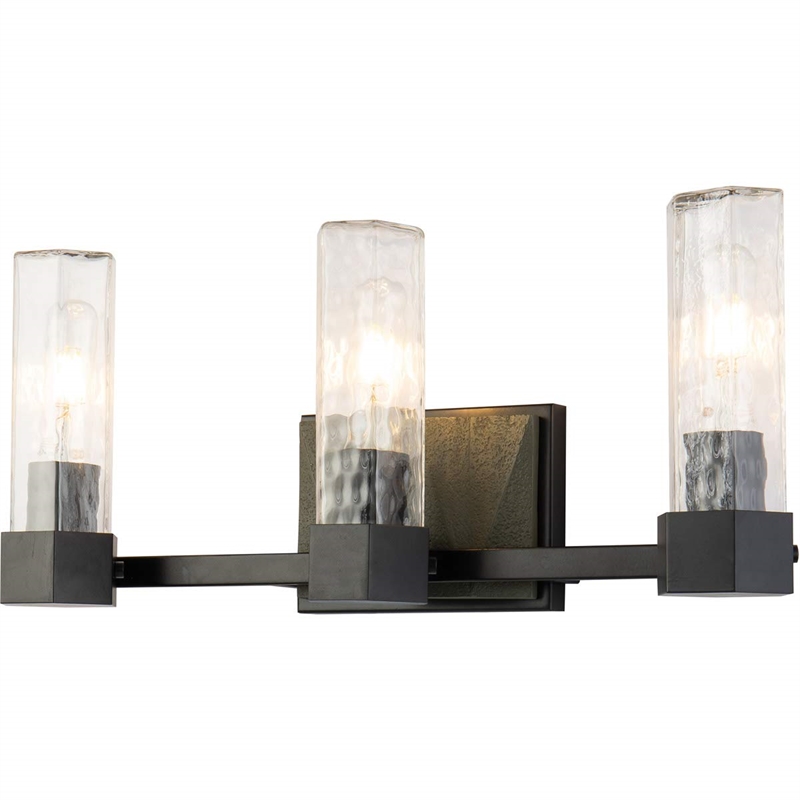 Bowery Hill 3-light Transitional Metal Bath Vanity Light in Black/Gray