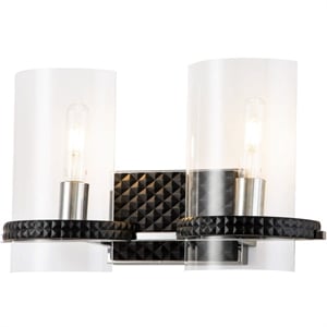Bowery Hill 2-light Metal Bath Vanity Light in Matte Black/Chrome