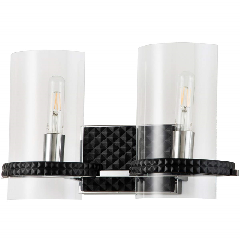 Bowery Hill 2-light Metal Bath Vanity Light in Matte Black/Chrome