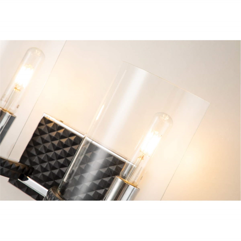 Bowery Hill 2-light Metal Bath Vanity Light in Matte Black/Chrome