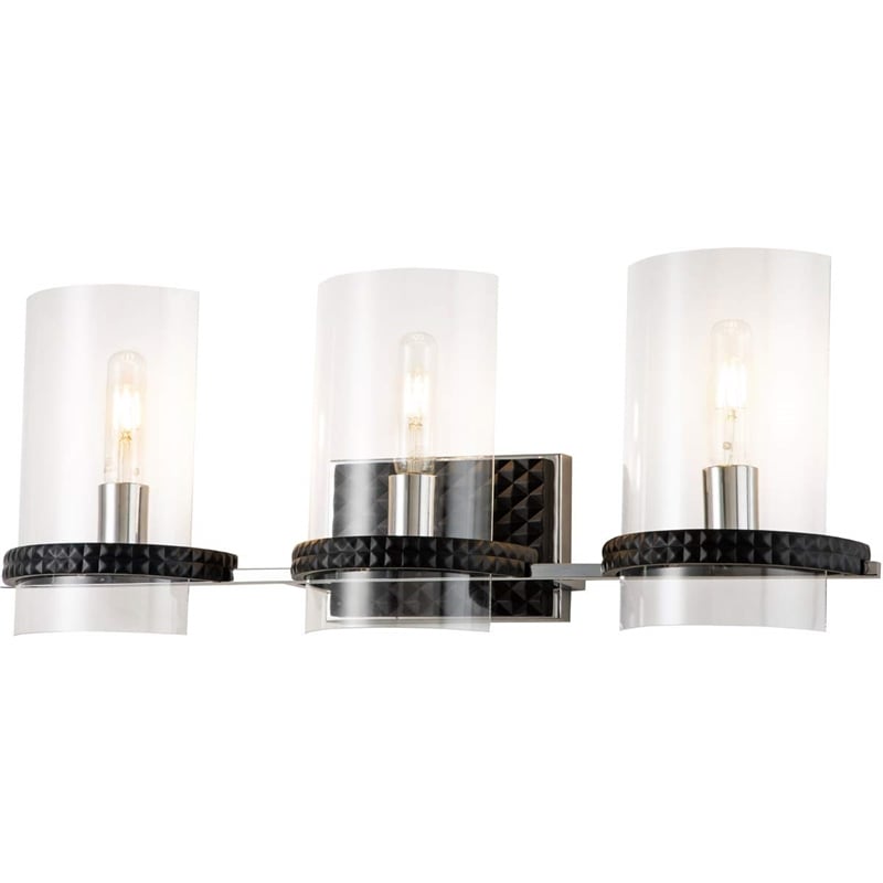 Bowery Hill 3-light Metal Bath Vanity Light in Matte Black/Chrome