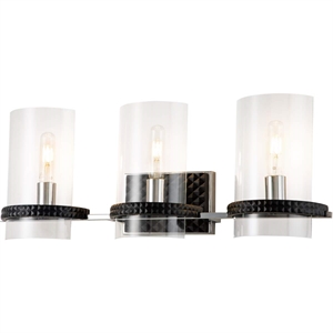 Bowery Hill 3-light Metal Bath Vanity Light in Matte Black/Chrome
