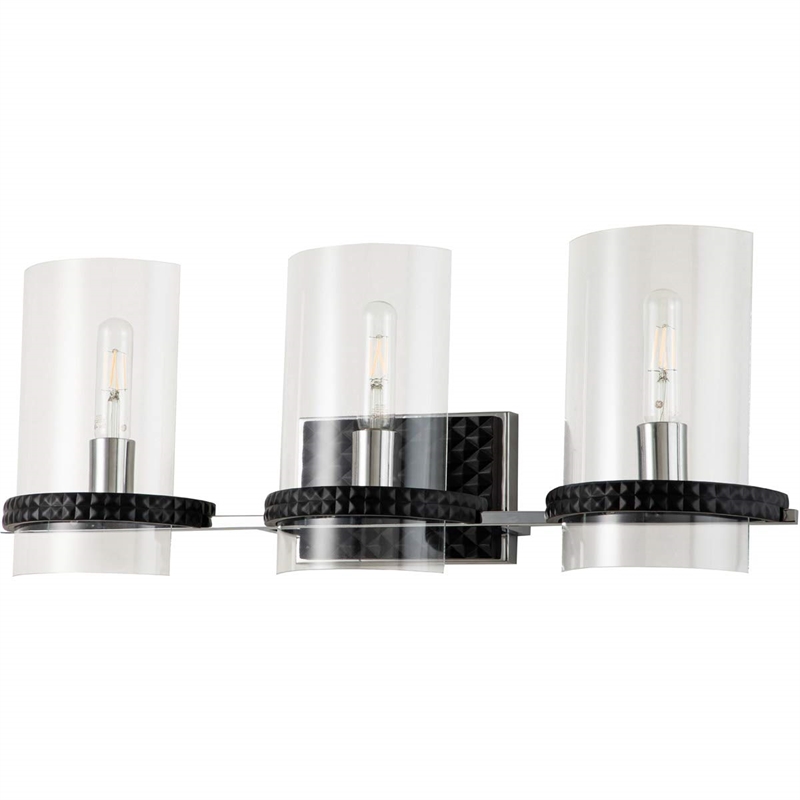 Bowery Hill 3-light Metal Bath Vanity Light in Matte Black/Chrome