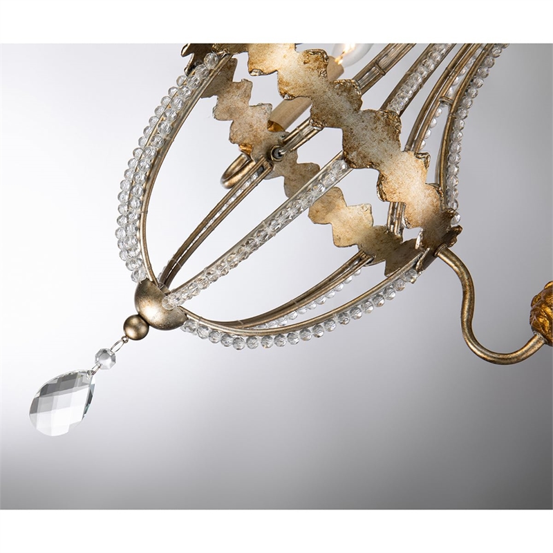 Bowery Hill 3-light Empire Metal Mini Chandelier in Distressed Silver and Gold