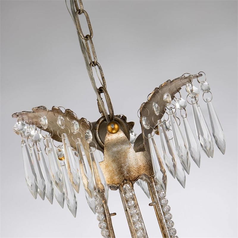 Bowery Hill 3-light Empire Metal Mini Chandelier in Distressed Silver and Gold