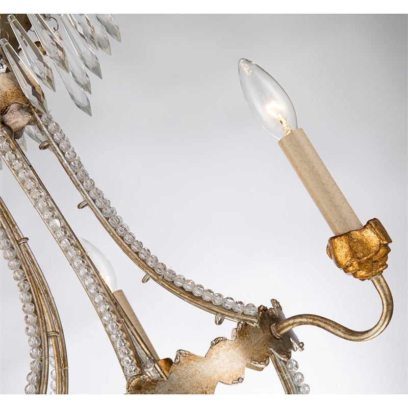 Bowery Hill 3-light Empire Metal Mini Chandelier in Distressed Silver and Gold