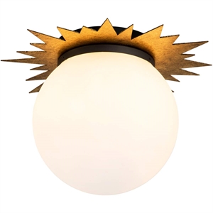 Bowery Hill 15&quot 3-light Metal Flush Mount in Gold/Weathered Zinc