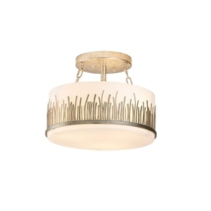 Bowery Hill 15&quot 3-light Metal Semi Flush Mount in Silver Leaf