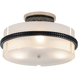 Bowery Hill 3-light Metal Semi Flush Mount in Matte Black/Chrome