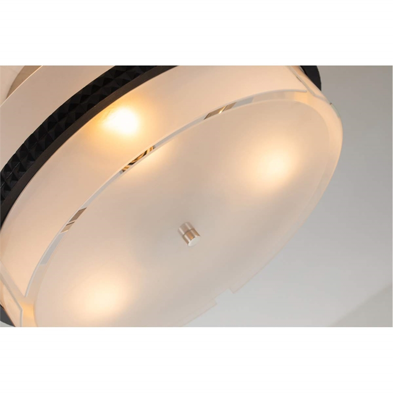 Bowery Hill 3-light Metal Semi Flush Mount in Matte Black/Chrome
