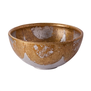 Bowery Hill Modern Transitional Resin Bowl in Gold and Silver Leaf