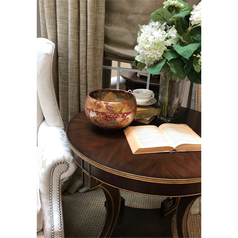Bowery Hill Traditional Resin Gold Charming Accent Bowl in Red