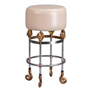Bowery Hill 31&quot Tall Leather and Steel Bar Stool in Gold/Putty