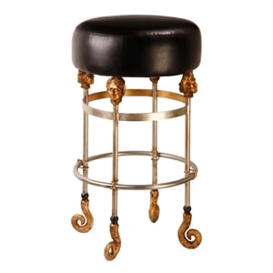 Bowery Hill 26&quot Short Leather and Steel Bar Stool in Gold/Black