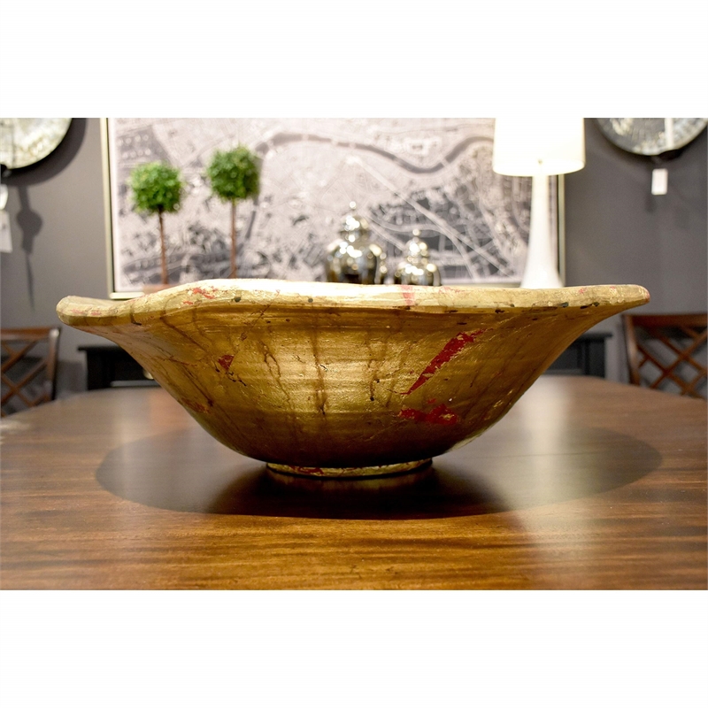 Bowery Hill Modern Transitional Resin Bowl in Gold and Silver Leaf