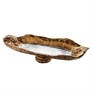 Bowery Hill 28&quot Traditional Resin Bowl in Gold and Silver Leaf