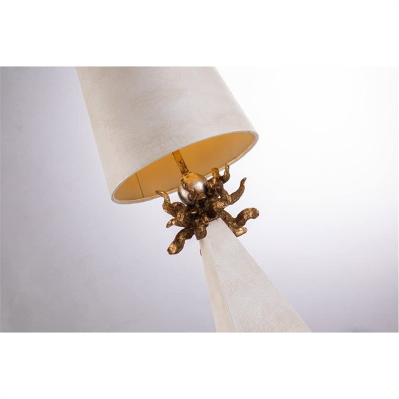 Bowery Hill Traditional Resin Table Lamp in Tapered Cream/Gold Leaf