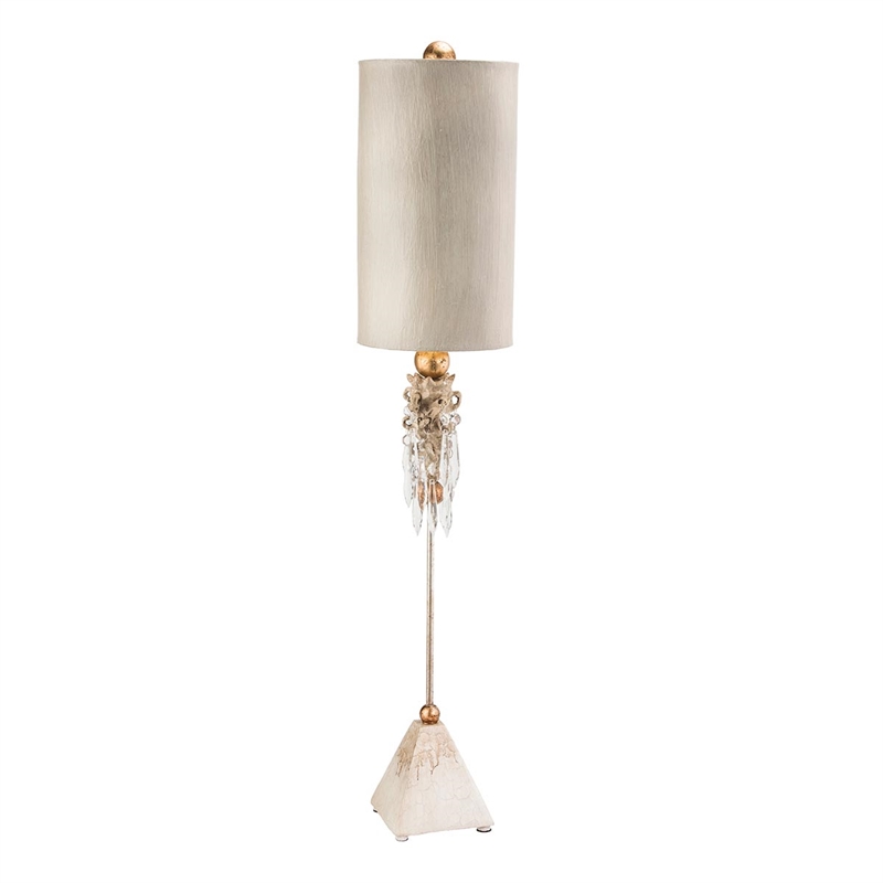 Bowery Hill Traditional Crystal Buffet Lamp in White Crackle/Gold