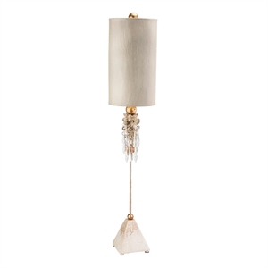 Bowery Hill Traditional Crystal Buffet Lamp in White Crackle/Gold