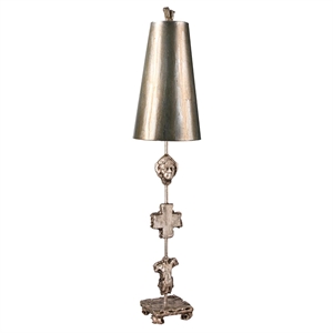 Bowery Hill Modern Transitional Resin Table Lamp in Silver Leaf
