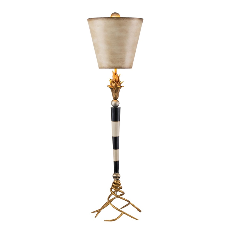 Bowery Hill Modern Transitional Resin Table Lamp in Black/Cream