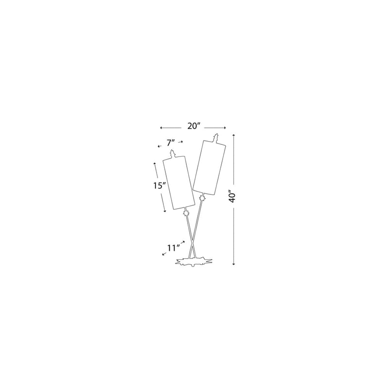 Bowery Hill Transitional 2-Light Metal Table Lamp in Silver Stripes