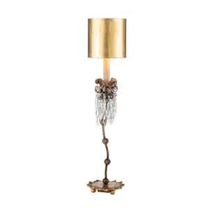 Bowery Hill Crystal Table Lamp with Gold Leaf/Silver Accents in Beige