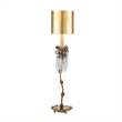 Bowery Hill Crystal Table Lamp with Gold Leaf/Silver Accents in Beige