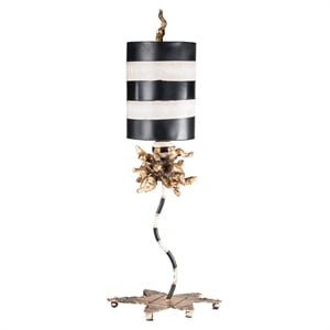 Bowery Hill Modern Transitional Metal Table Lamp in Black/Cream