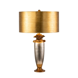 Bowery Hill Transitional Resin Table Lamp in Gold/Silver Leaf