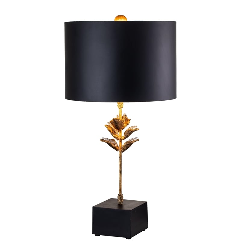 Bowery Hill Traditional Metal Table Lamp in Antique Gold/Matte Black