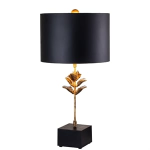 Bowery Hill Traditional Metal Table Lamp in Antique Gold/Matte Black