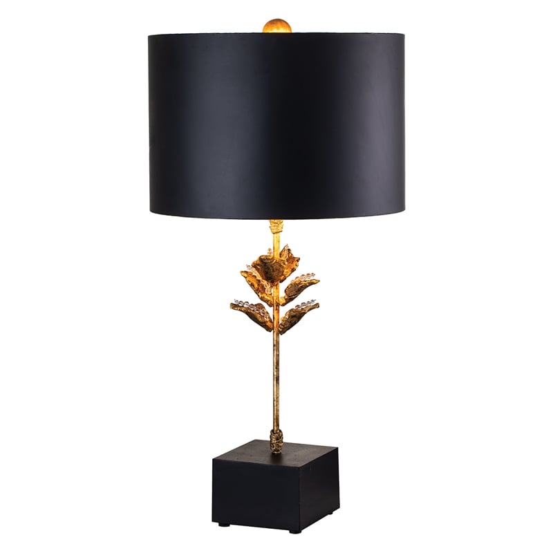 Bowery Hill Traditional Metal Table Lamp in Antique Gold/Matte Black