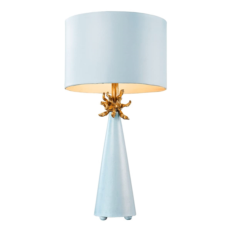 Bowery Hill Contemporary Metal Table Lamp with Gold Accents in Blue
