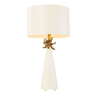 Bowery Hill Contemporary Metal Table Lamp with Gold Accents in White