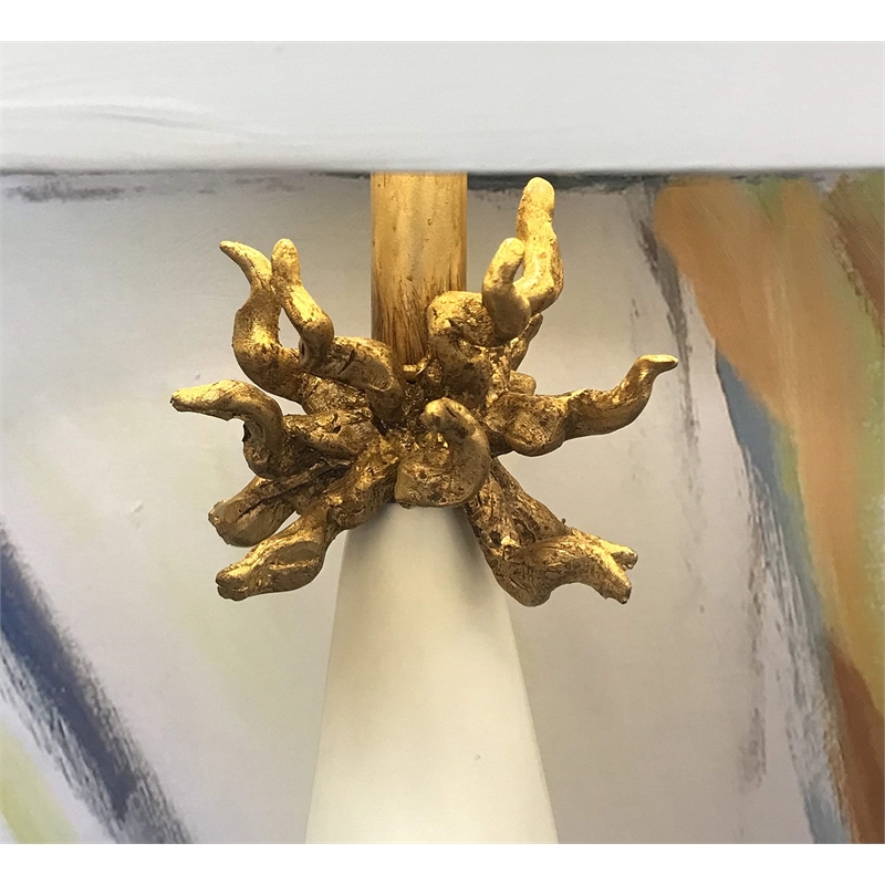 Bowery Hill Contemporary Metal Table Lamp with Gold Accents in White