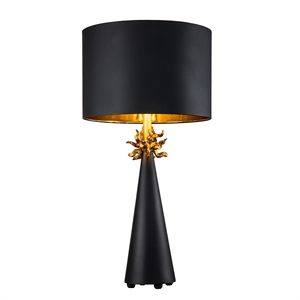 Bowery Hill Contemporary Metal Table Lamp with Gold Accents in Black