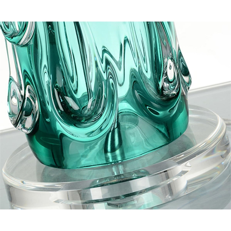 Bowery Hill Modern Transitional Glass Table Lamp in Clear Blue Hue