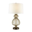 Bowery Hill Metal Table Lamp with White Linen Shade in Gold Leaf